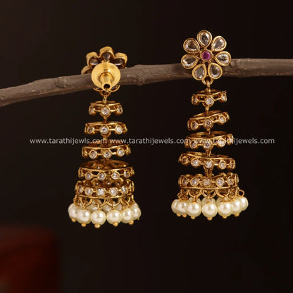 Golden Five Layer Pearl Earring EA578