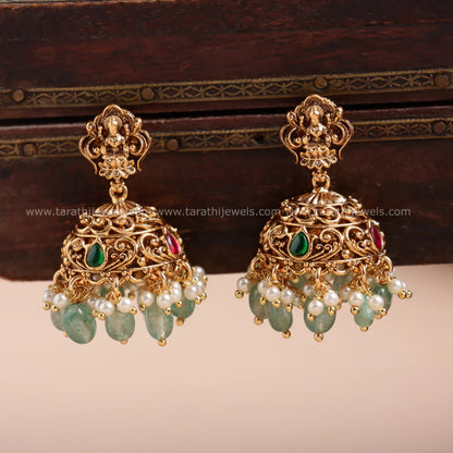 Antique Finish Lakshmi Green drops Long Haaram HA260
