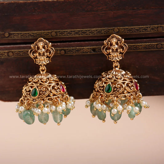 Antique Finish Lakshmi Green drops Long Haaram HA260
