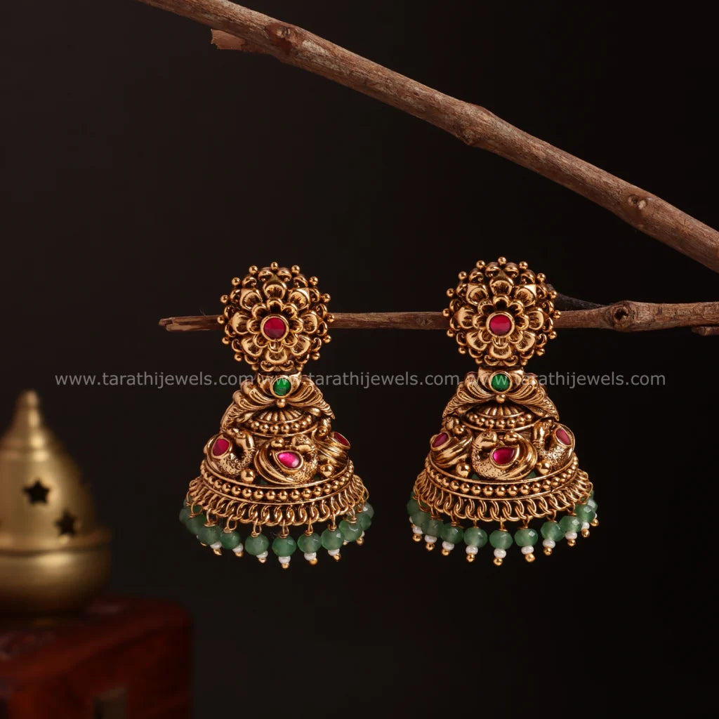 Aasini Floral With Peacock Kemp Jumka EA541