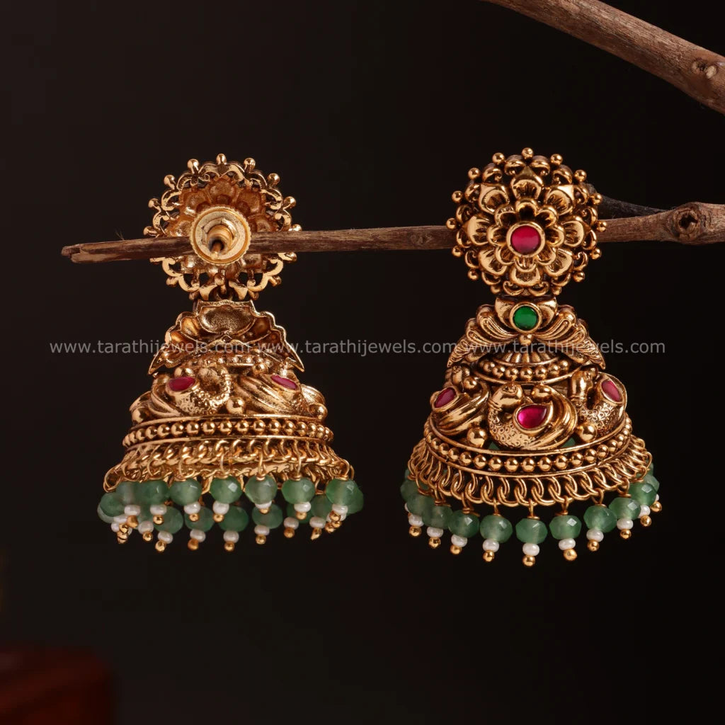 Aasini Floral With Peacock Kemp Jumka EA541