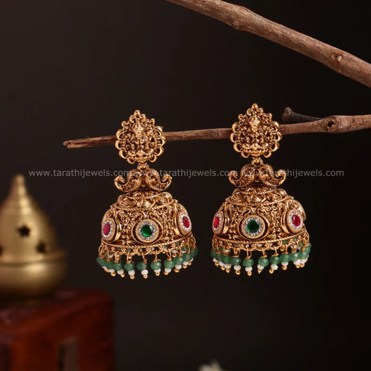 Leema Lakshmi Green Pearls Jumka EA547