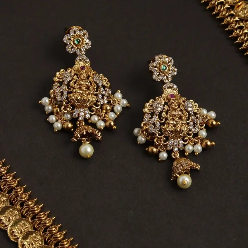 Gold Finish Lakshmi guttapusalu Long Haaram HA124
