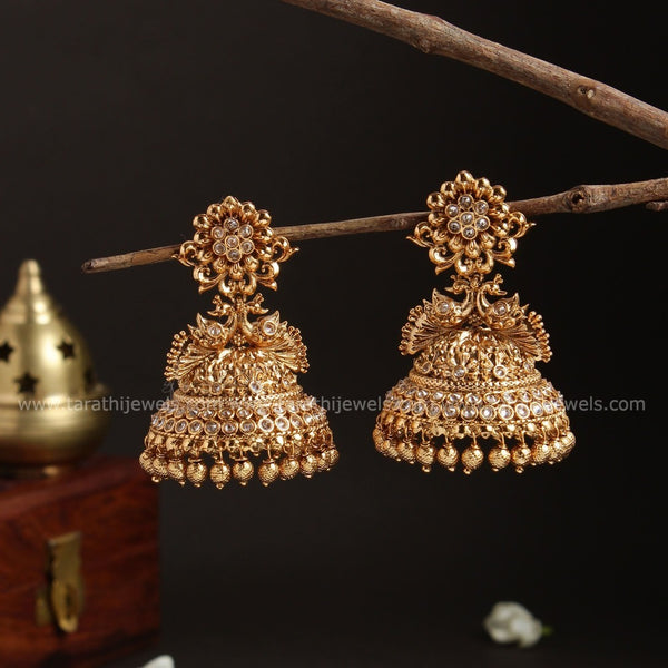 Gold tone peacock bridal Jumka EA682