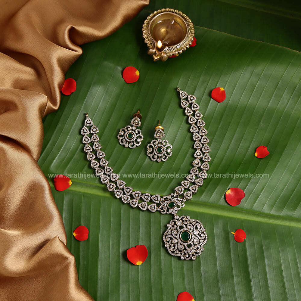 Two layer Bridal American Diamond Necklace N572