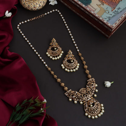 Traditional Pendant Pearls and Gold Balls Long Haaram HA65