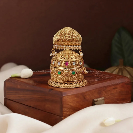 Gold Look alike Kemp stone Kumkum Box KK41