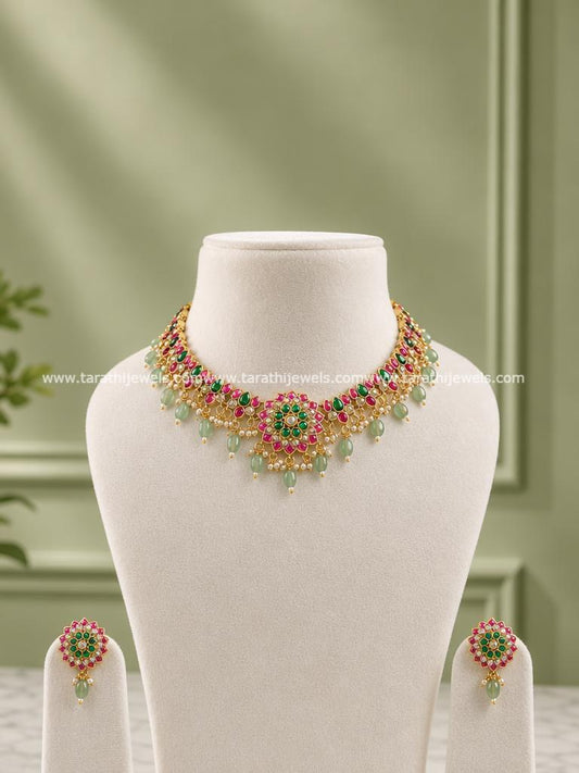 Tarathi Lotus Jadau Necklace N1044