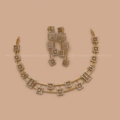 Square Design Cz stone Necklace N465