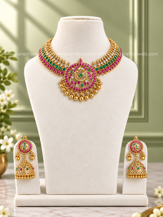 Tarathi Jadau Kundan Peacock Necklace N1110