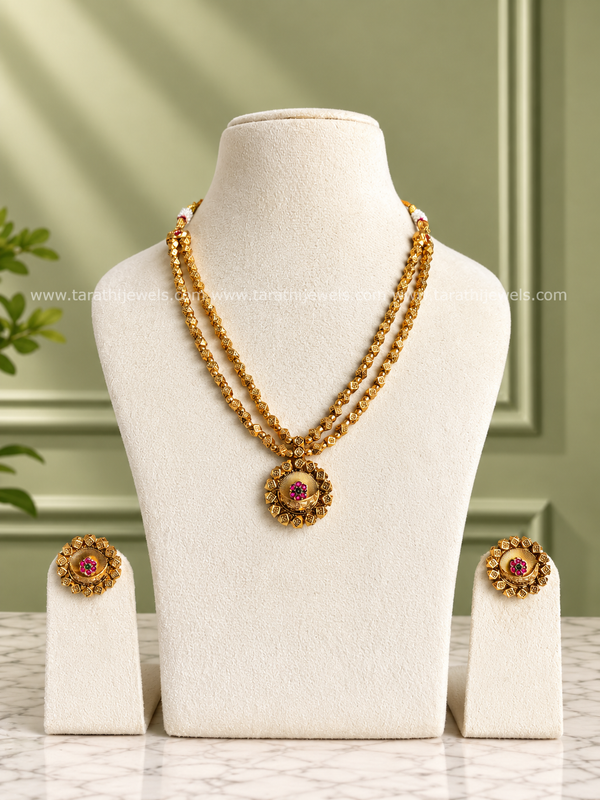 Gold Finish Two Layered Necklace N1155