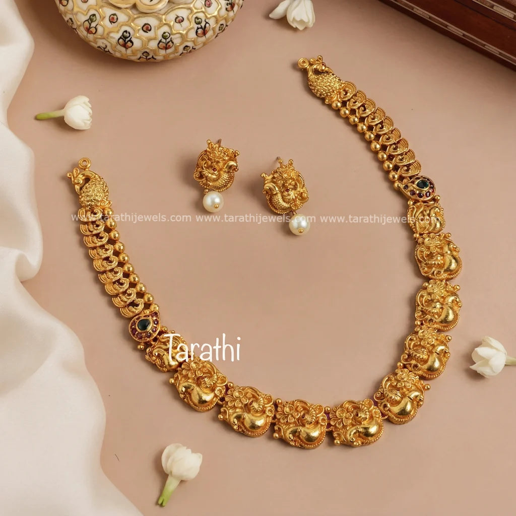 Gold finish Peacock Design Necklace  N847