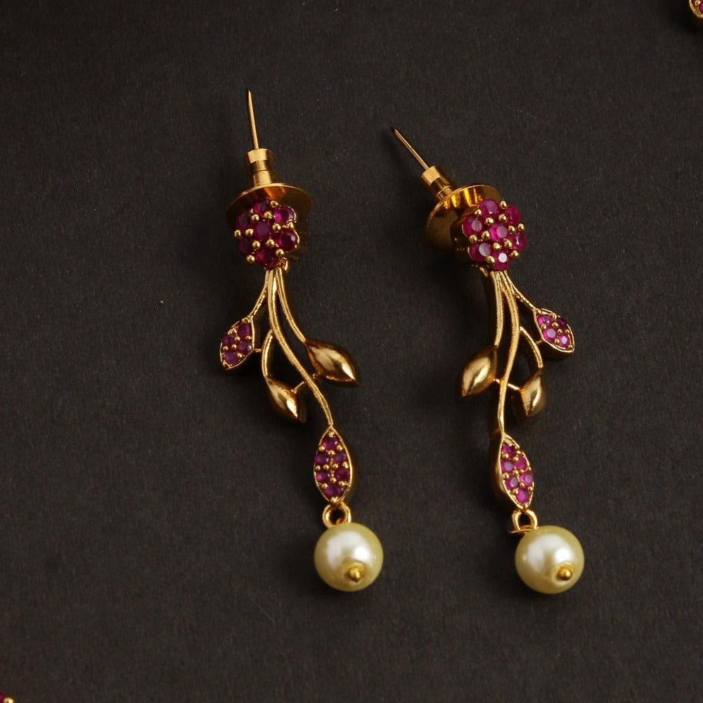 Simple Leaf Design AD Necklace set N298