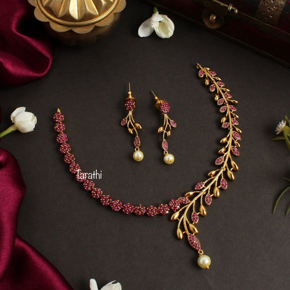 Simple Leaf Design AD Necklace set N298