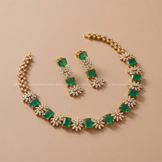 Star Design American Diamond Stone Necklace N859