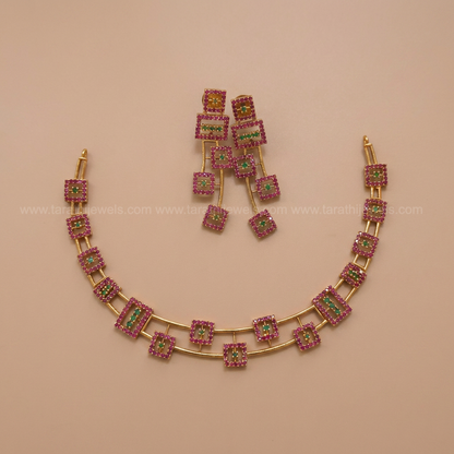 Square Design Cz stone Necklace N465