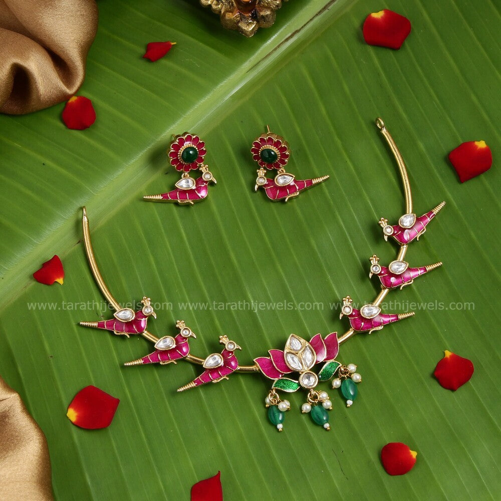 Lotus Peacock Necklace with Earrings N488