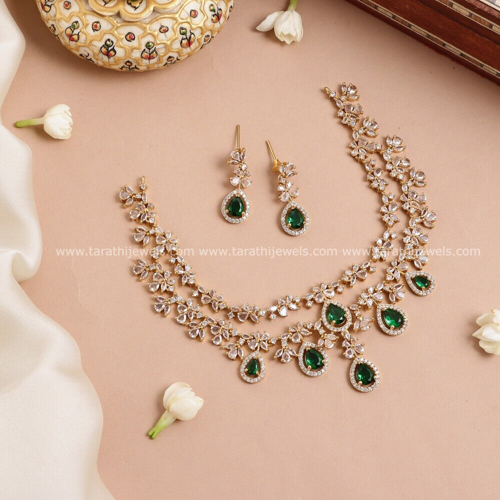 Two Layered Diamond Look alike Necklace N617