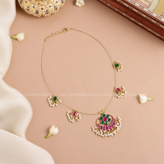 Invisible kundan Lotus Necklace N646
