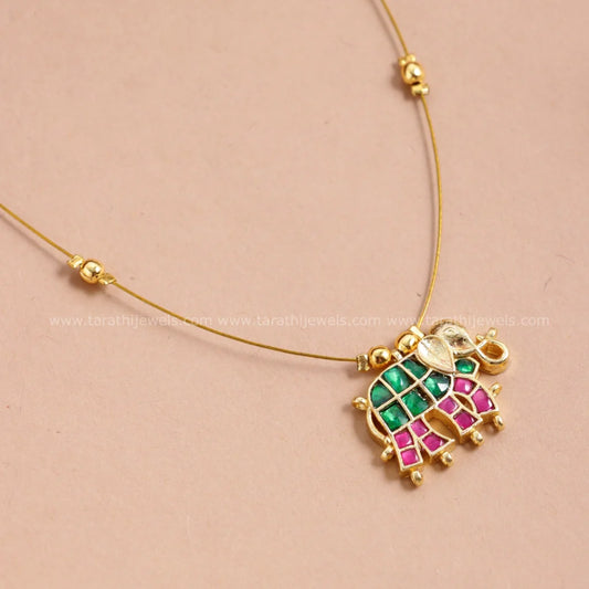 Jadau Elephant Invisible Necklace N750