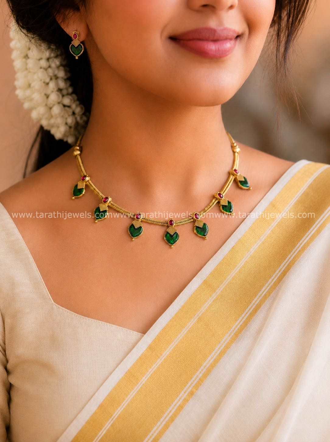 Gold Finish Palak Necklace N773