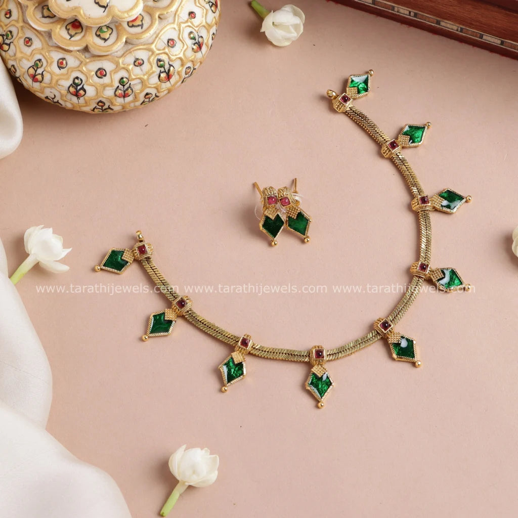 Gold Finish Palak Necklace N774