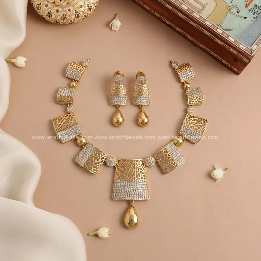 Diamond Look alike Ad Necklace N834