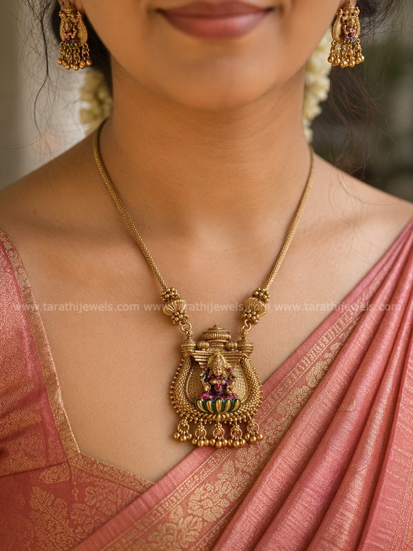 Antique Finish Lakshmi Necklace (Hand Painted)  N958
