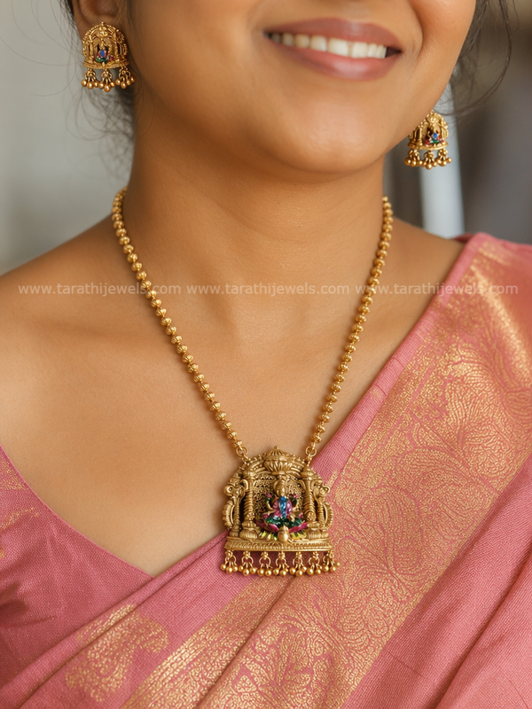 Antique Finish Lakshmi Necklace (Hand Painted) N965