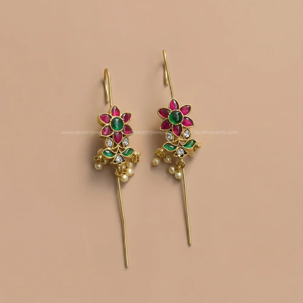 Pearl Jadau Earrings For Wedding  Bugadi B07