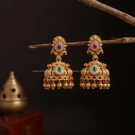 Ad Lakshmi Gold Finish jumka EA608