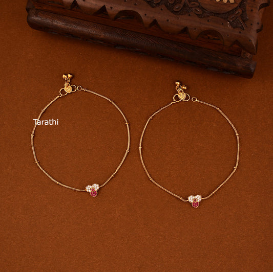 Beautiful Flower Design Jadau Anklets AK11