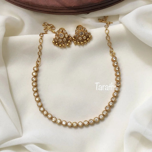 Simple White Stone Choker CH45