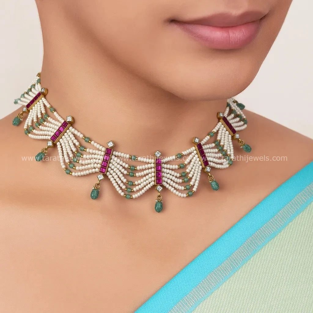 Beautiful Jadau Pearls Choker CH337