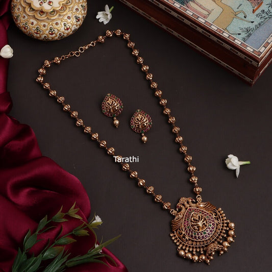 Gold Look alike Peacock Pendant haaram HA170