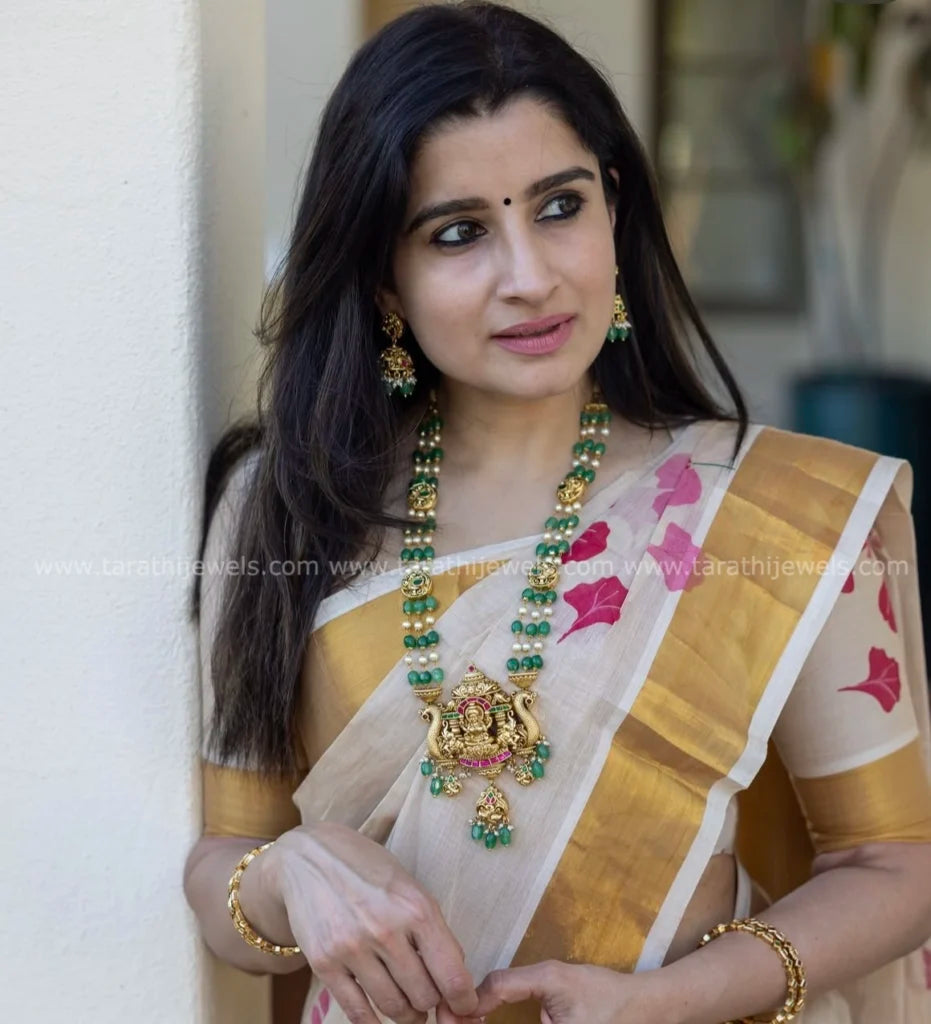 Pearl Beads Midlength Temple Haaram HA320