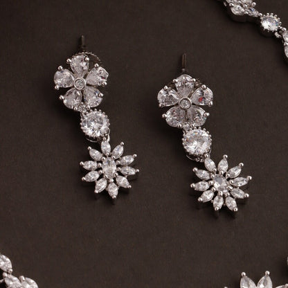 Floral Design Diamond Look alike Necklace N400