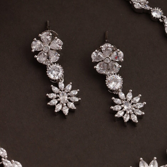 Floral Design Diamond Look alike Necklace N400