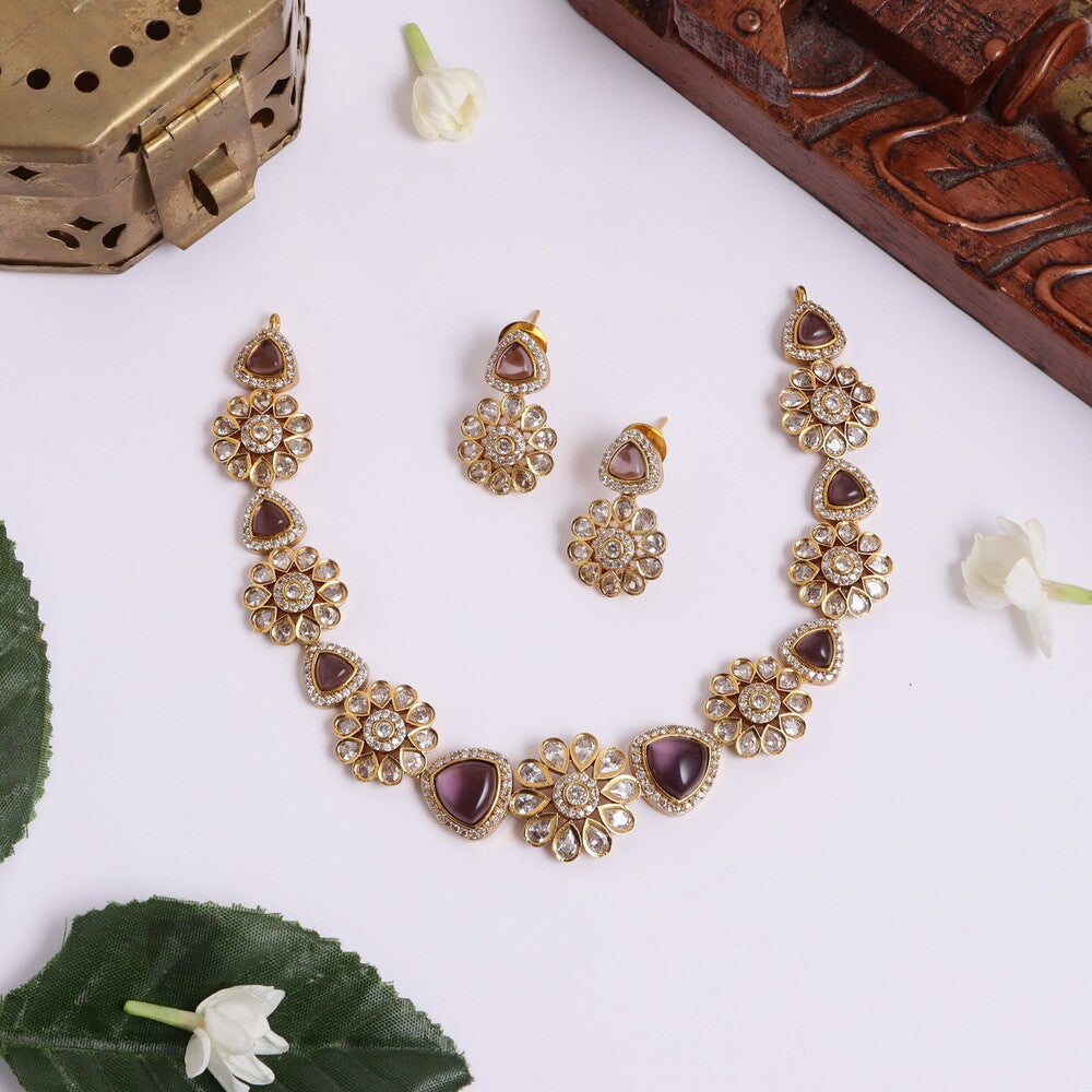 Floral Victorian Diamond short Neckpiece N430