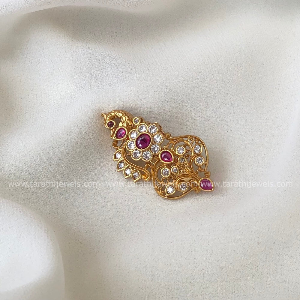 Gold Finish Peacock Design Saree Pin  SP01