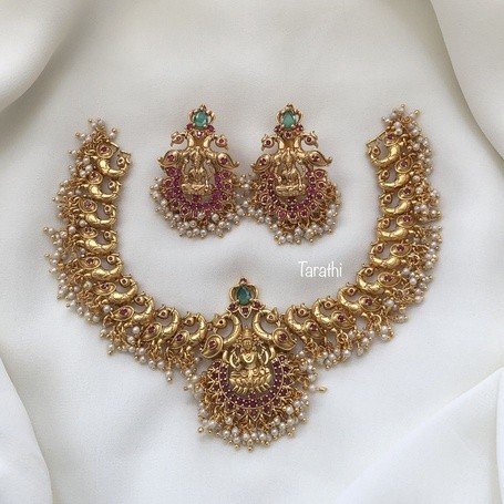 Antique Lakshmi Peacock Design Necklace N100 – Tarathi Jewels