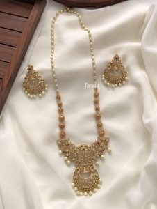 Traditional Pendant Pearls and Gold ball Long Haaram.