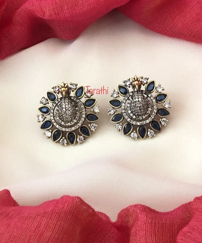 Peacock design Victorian Diamond Earrings