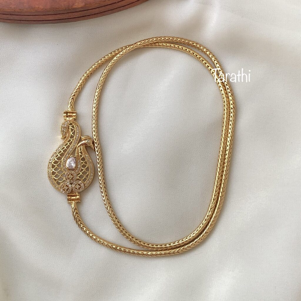 Traditional Ad stone Peacock Mogappu Chain MC12