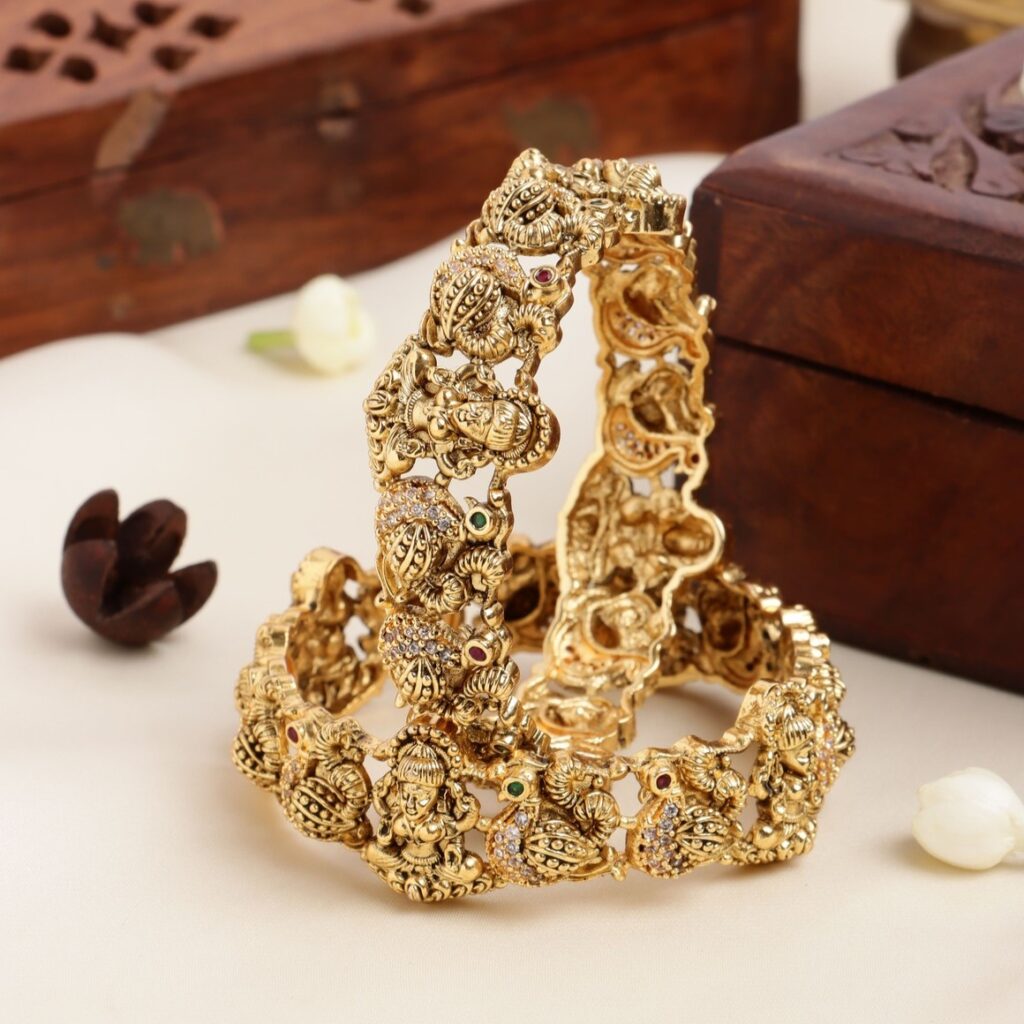 Gold Finish Lakshmi Bangle BA92 - Image 2