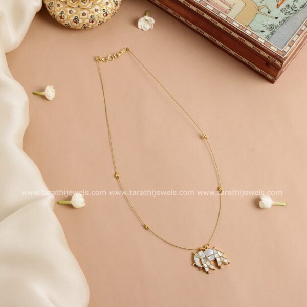 Jadau Elephant Invisible Necklace N494