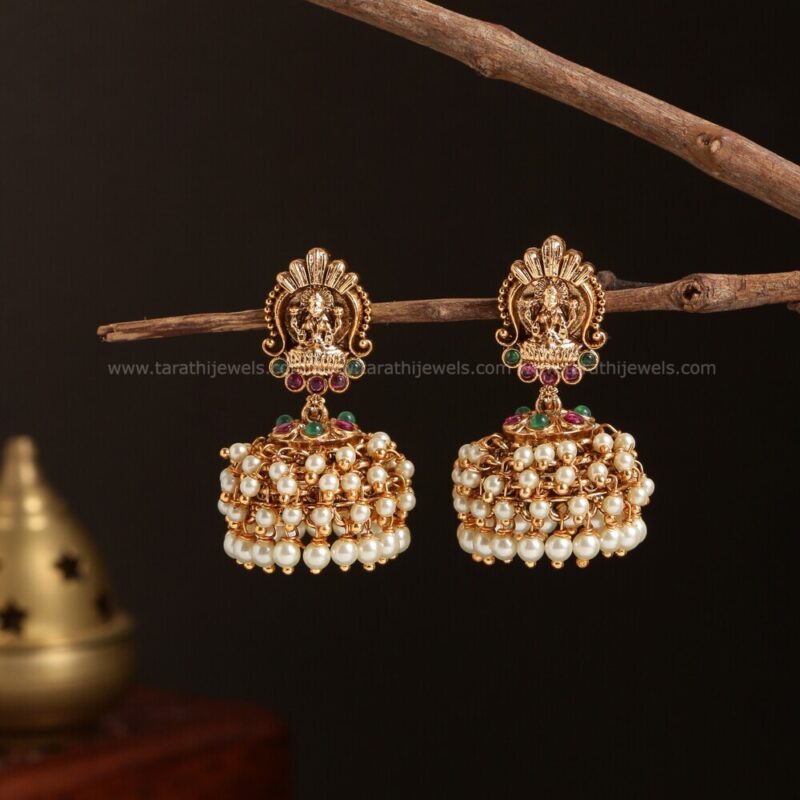 Amazing Gold tone Lakshmi Jumka EA455