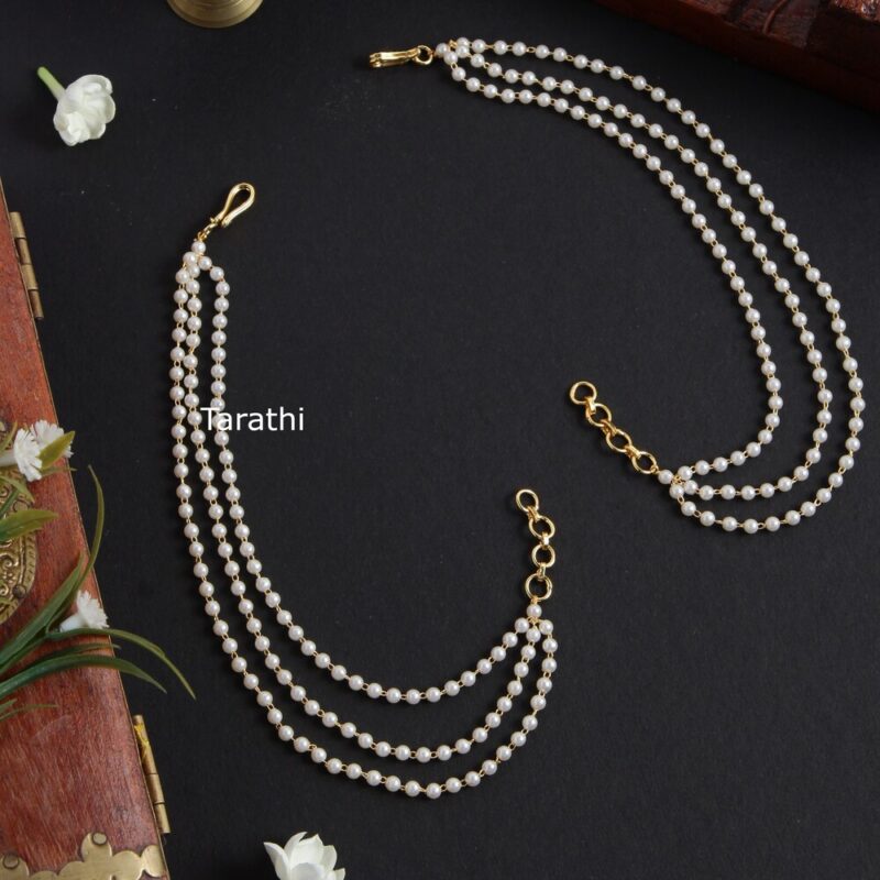 Three Layer Pearl Earring Chain EC39