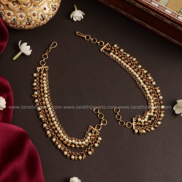 Three Layer Pearl and Gold beads Maatal EC64