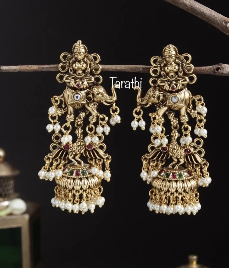 Amazing Lakshmi With Elephant Earrings EA245